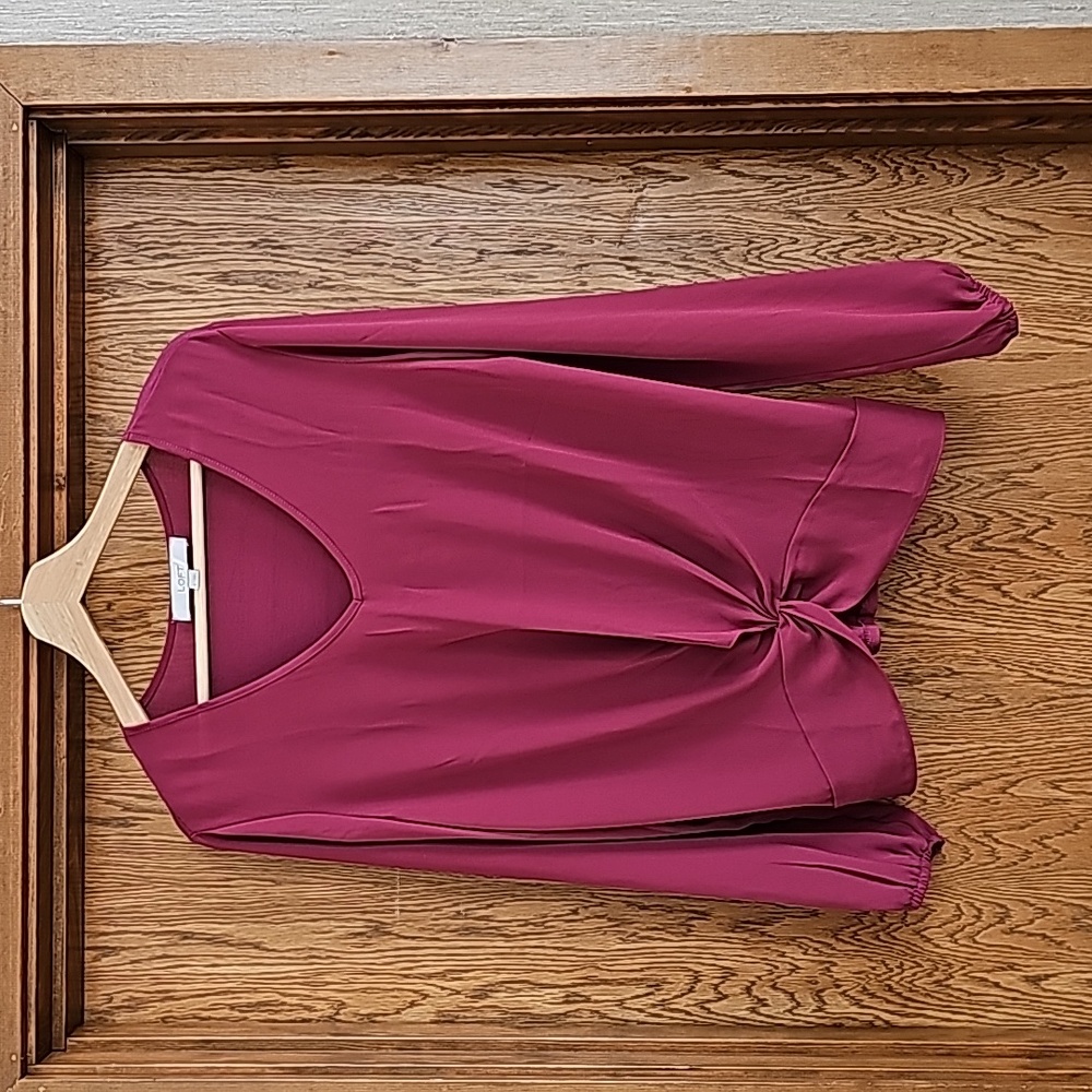 LOFT Flowy Burgundy Blouse size S